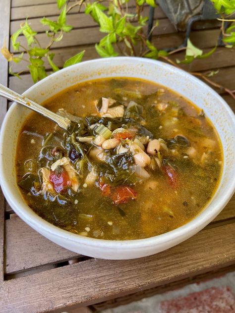 Swamp Soup Swamp Soup Recipe, Turnip Green Soup, Porch Party, Green Soup, Turnip Greens, Large Families, Comfort Food Southern, Great Northern Beans, Soup And Stew