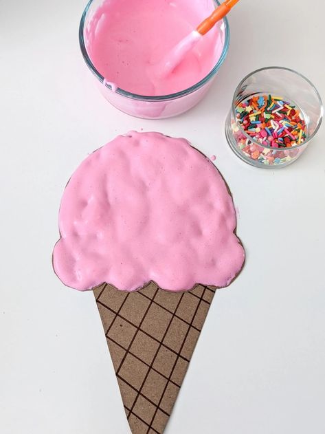 Sponge Painted Ice Cream Craft, Puff Paint Ice Cream Cone, Ice Cream Crafts For Kindergarten, Cotton Ball Ice Cream Craft, Ice Cream Shaving Cream Craft, Ice Cream Craft For Kindergarten, Shaving Cream Ice Cream Craft, Infant Ice Cream Activities, Summer Treat Crafts For Toddlers