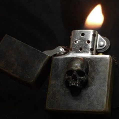 Funky Lighters, Zippo Lighter Aesthetic, Custom Lighters, Skull Light, Fire Jewelry, Cool Lighters, Skull Rings, Van Doren, Zippo Lighter