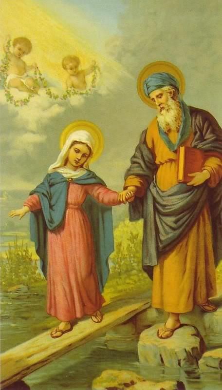 Saint Joachim and his daughter Blessed Virgin Mary. St Anne Prayer, Saint Joachim, Vintage Holy Cards, Jesus And Mary, Blessed Mary, Catholic Pictures, Religious Pictures, Queen Of Heaven, St Anne