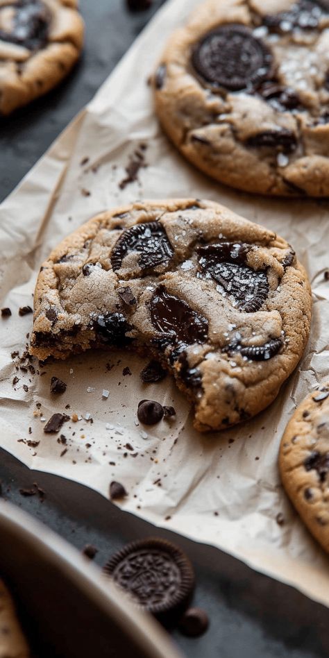 Oreo Chocolate Chip Cookies [25 Minutes] – Chasety Oreo Chocolate Chip Cookies Recipe, Lemon Raspberry Cookies, Oreo Chocolate Chip Cookies, Cookies With Chips, Bakery Photography, Raspberry Glaze, Oreo Stuffed Chocolate Chip Cookies, Ultimate Cookies, Oreo Chocolate