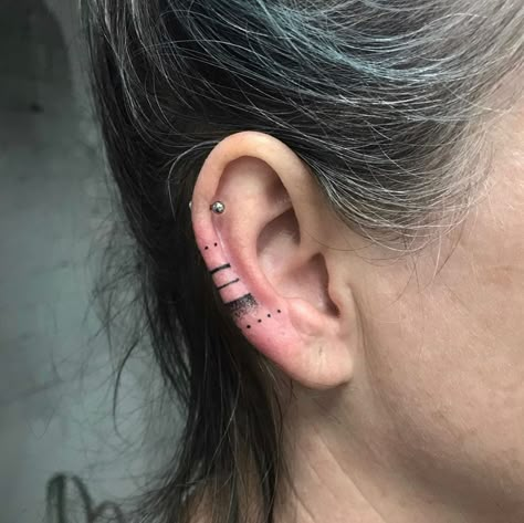 Front Ear Tattoo Women, Ear Lobe Tattoo, Hamburg Tattoo, Morse Code Tattoo, Melbourne Tattoo, Sketch Style Tattoos, Ear Tattoos, Unalome Tattoo, Cute Ear Piercings