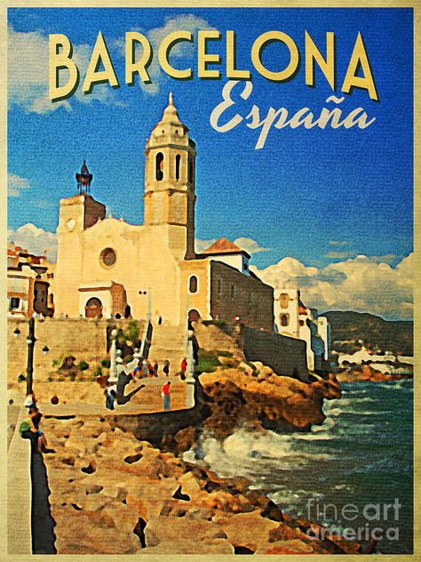 vintage posters of places i've been barcelona, dublin, san fran, austin etc Barcelona Travel Poster, Hotel Arts Barcelona, Spain Vintage, Vintage Films, Barcelona Spain Travel, Vintage Postcards Travel, Travel Art Print, Vintage Poster Design, Travel Postcard