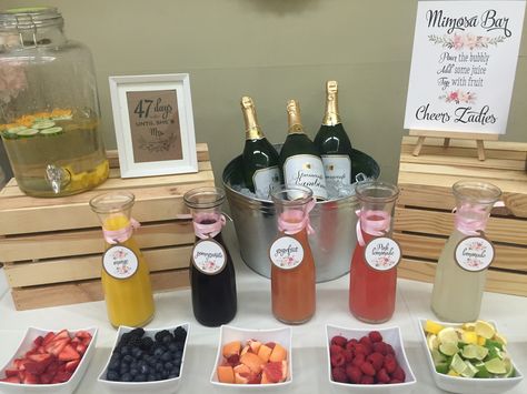 Bridal Shower Mimosa Bar, Bridal Shower Mimosa, Sangria Bar, Brunch Party Decorations, White Wine Sangria, Wine Sangria, Brunch Bar, Bridal Shower Inspo, Bubbly Bar