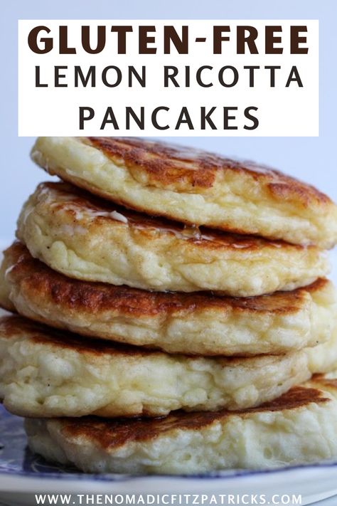 Gluten Free Lemon Ricotta Pancakes, Ricotta Pancakes Gluten Free, Pancake Gluten Free, Gf Wraps, Gf Waffles, Fluffy Lemon Ricotta Pancakes, Blueberry Ricotta Pancakes, Gluten Free Protein Pancakes, Dinner Light