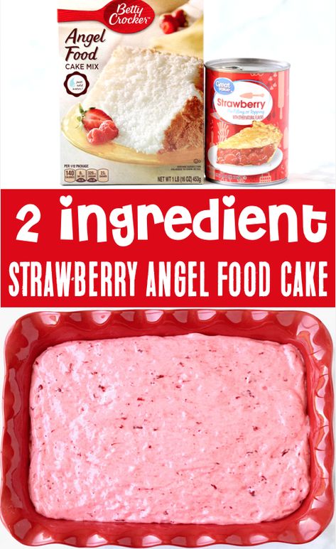 Texas Bbq Desserts, Limeade Angel Food Cake, Easy Angel Food Cake, Strawberry Angel Food Cake Dessert, Angel Food Cake Mix, 2 Ingredient Cakes, Strawberry Angel Food Cake, Easy Strawberry Desserts, Angel Food Cake Desserts