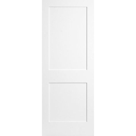 Solid Wood Interior Door Slab (2 Panel Shaker, Primed) Door Knobs On Shaker Doors, White Internal Doors 2 Panel, Two Panel Doors Interior, Indoor Doors Modern, Interior Door Styles Farmhouse, 2 Panel Shaker Door, 2 Panel Shaker Interior Door, Two Panel Door, Modern Farmhouse Interior Doors