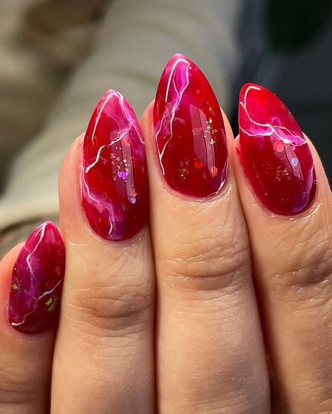 30+ Marble Nail Ideas to Make Your Nails Marble-ous Red Marble Nails Acrylic, Marble Red Nails, Dark Marble Nails, Oct Nails, Marble Effect Nails, Red Marble Nails, Marble Nail Ideas, Pink Marble Nails, Nail Art Designs For Beginners