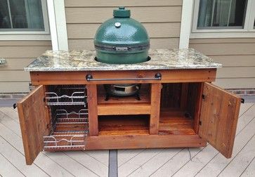 Big Green Egg Table Design Ideas, Pictures, Remodel and Decor Kamado Joe Table Plans, Kamado Joe Table, Big Green Egg Table Plans, Kamado Grill Table, Kamado Table, Big Green Egg Outdoor Kitchen, Green Egg Table, Bbq Setup, Grill Garden