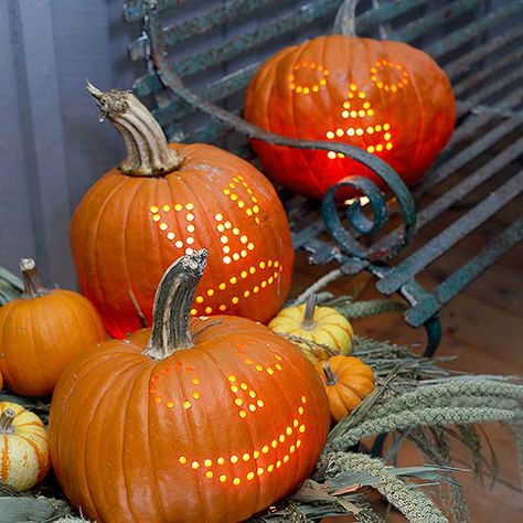 Unique Pumpkin Decorating, Fall Front Porch Decor Ideas, Creative Pumpkin Carving, Pumpkin Uses, Easy Pumpkin Carving, Light Up Pumpkins, Pumpkin Carving Ideas, Lantern Ideas, Beautiful Pumpkins