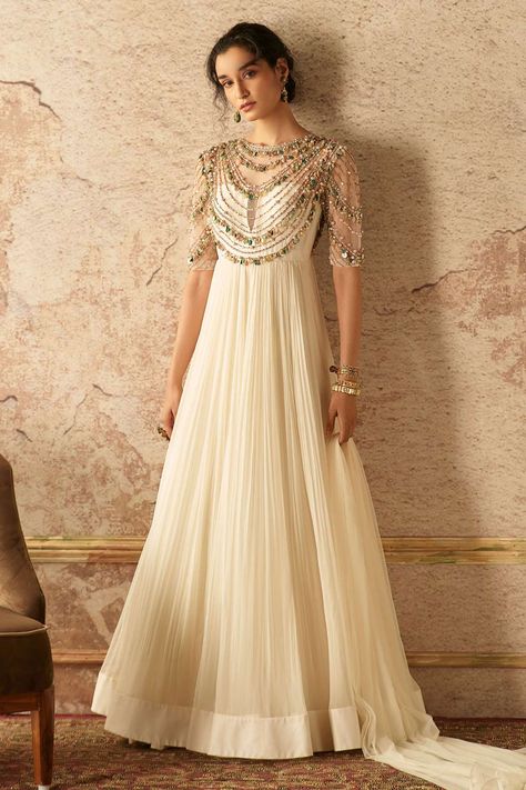 Buy Ridhi Mehra White Net Embroidered Anarkali With Dupatta Online | Aza Fashions Ridhi Mehra, Floor Length Anarkali, Embroidered Crop Tops, Net Dupatta, Indian Fashion Dresses, Indian Design, Designer Wear, Indian Wear, Anarkali