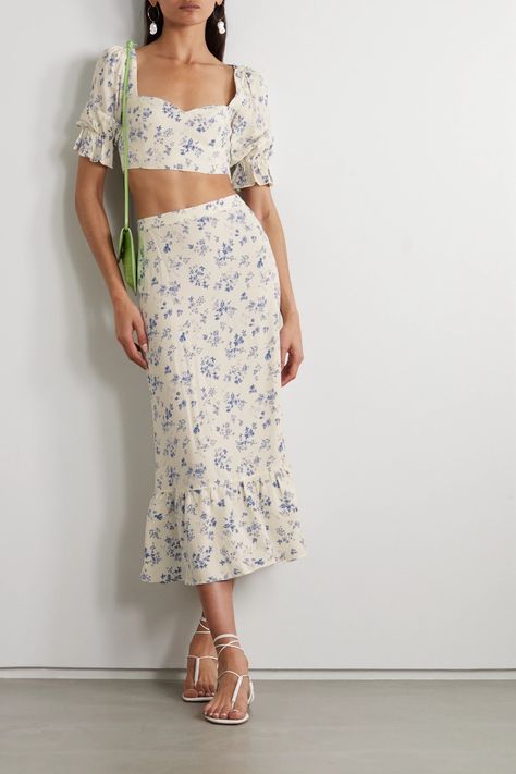 Long Skirt And Top Set, Eden Moon, Honeymoon Wear, Long Skirt And Top, Moon Lee, Crop Top And Skirt Set, Matching Skirt Set, Midi Skirt Set, Long Skirt Outfits