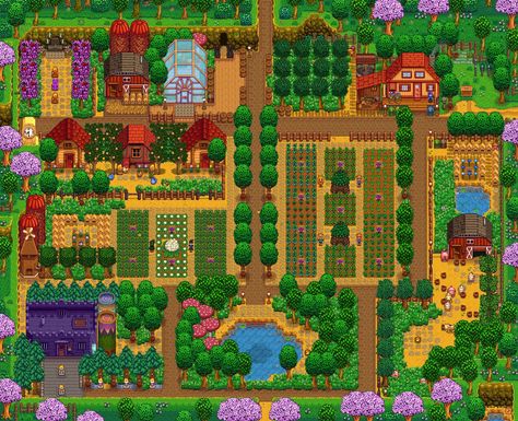 Sidewinder Farm - Gallery Below (for r/StardewValley) - Album on Imgur Stardew Valley Farm, Stardew Farms, Stardew Valley Layout, Stardew Valley Tips, Stardew Valley Farms, Valley Game, Farm Layout, Farm Design, Terraria