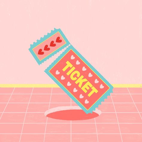 Movie dating ticket illustration | premium image by rawpixel.com / Tang Ticket Illustration, Ticket Drawing, Valentines Day Doodles, Valentines Movies, Love Speech, Images For Valentines Day, Valentine Poster, Pink Floor, Brochure Design Creative