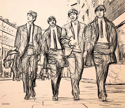 The Beatles - Akvis Draw. The Beatles Artwork, The Beatles Sketch, Beatles Sketch, The Beatles Drawing, Beatles Drawing, Sketch Notebook, Beatles Cartoon, Beatles Photos, Beatles Pictures