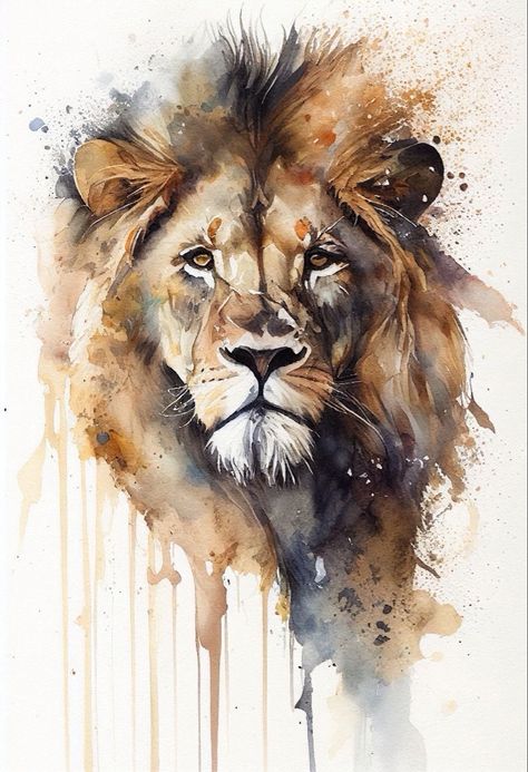 Andrew Simoson | WATERCOLOR | Lion Portrait Lion Painting Acrylic, Lion Portrait, Painted Home Decor, Watercolor Paintings Of Animals, Life Artwork, Lion Artwork, Lion Drawing, Wildlife Artwork, Lion Painting