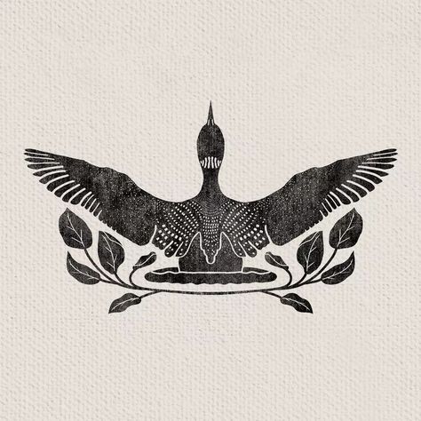 The Loon - an iconic Canadian symbol. I hope you enjoy my take on it! . . . #wildlifeillustration #loonie #procreateillustration #surfacepatterndesigner #canadiandesign #canadianart #blockprint Loon Feather Tattoo, Louisiana Swamp Tattoo, Loon Bird Drawing, Masculine Bird Tattoo, Black Illustrative Tattoo, Loon Tattoo Minimalist, Barn Swallow Drawing, This Must Be The Place Tattoo, Loon Bird Tattoo