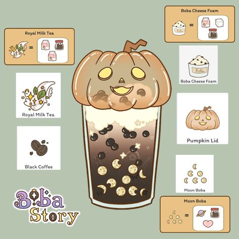 Boba Story Magic Den Recipes, Boba Story Lid Recipes, Boba Story Lids Code, Boba Story Drink Ideas, Boba Story Game Recipes, Boba Story Recipes, Boba Ideas, Boba Story, Pumpkin Milk