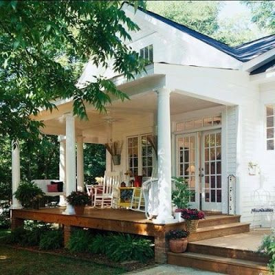 Wonderful Open Porch | Content in a Cottage Porch Kits, Classic Column, Porch Design Ideas, Back Porches, Building A Porch, Side Porch, Porch Furniture, Backyard Porch, House With Porch