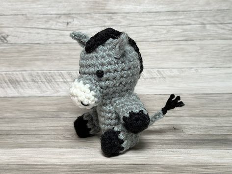 Mini Horse Crochet Pattern Free, Donkey Crochet Pattern Free, Crochet Donkey Free Pattern, Donkey Crochet Pattern, Donkey Amigurumi, Crochet Donkey, Mini Goats, Crochet Ornament Patterns, Mini Amigurumi