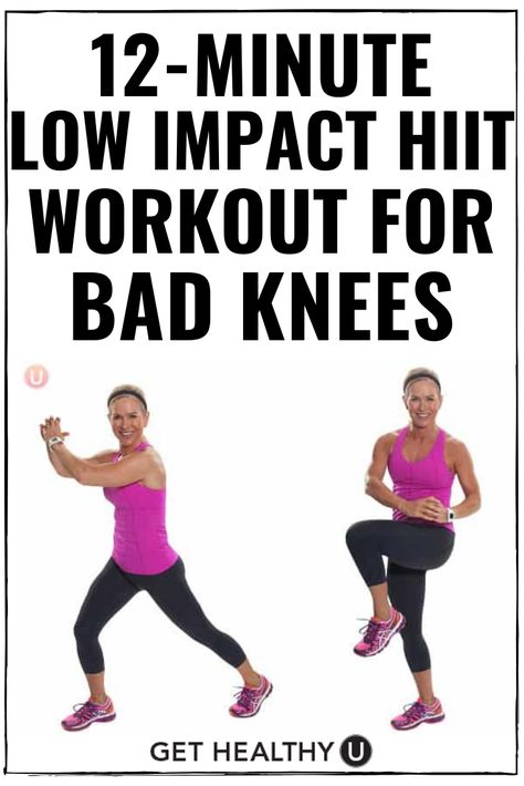 This 12-minute HIIT workout was designed using moves that are protective of bad knees, some of which include holding dumbbells to give you that extra push of high intensity. Workouts For Bad Hips, No Impact Hiit Workout, High Intensity Low Impact Workout, Hiit Workouts For Bad Knees, Hiit Workout Exercises, Easy On Knees Workout, Leg Workout At Home Bad Knees, Hiit Beginner Workout, Bad Knees Workout