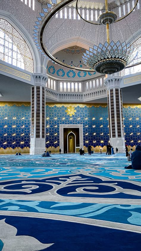 Astana Grand Mosque, Islam Mosque, Mosque Design Islamic Architecture, Muslim Prayer Room Ideas, Mekka Islam, Prayer Room Ideas, Mosque Design, Wooden Sofa Set Designs, Mosque Art