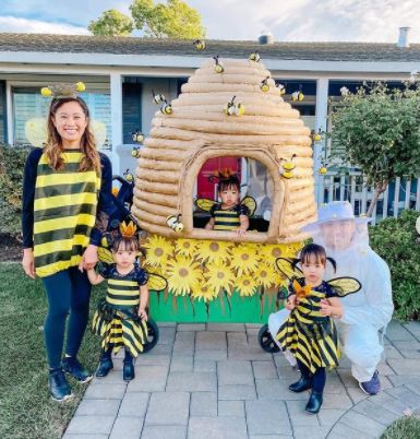 Red Wagon Halloween Costume, Bug Family Halloween Costumes, Halloween Costumes With Wonderfold Wagon, Decorated Wagon For Halloween, Toddler Wagon Halloween Costumes, Diy Halloween Wagon Ideas, Chicken Coop Wagon Halloween, Wagon Decorations For Halloween, Wonderfold Halloween Costumes