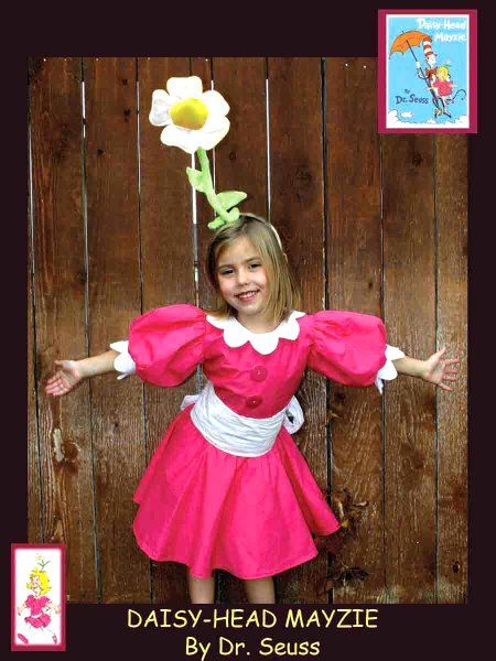 Dr. Seuss Character Costumes | Kaylee - Daisy-Head Mayzie. Dr. Seuss - Homemade costumes for families Dr Seuss Diy Costumes, Daisy Head Mayzie, Dr. Seuss Costumes, Dr Suess Characters, Seuss Costumes, Lorax Costume, Dr Seuss Costumes, Book Characters Dress Up, Seussical Costumes