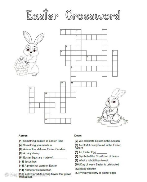 Easter Crossword Puzzle Free Printable, Easter Activities Printables, Easter Puzzles Printable, Crossword Puzzles For Kids, Easter Crossword, Spring Doodles, Christmas Crossword Puzzles, Homeschool Themes, Fun Easter Activities