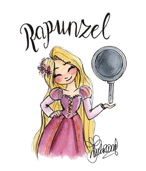 Who else finds it absolutely amazing that Rapunzel uses a frying pan as a weapon?  *raises hands*  This animation never fails to make me happy!  The way they animated her hair!!  I do try to avoid to watch it with my sister as she always says I'm all the main characters.  She starts with Rapunzel and I’m cool with that, because she’s awesome. My hairdresser used to call Rapunzel as well as my hair was way longer than it is now.  But alas, the sister doesn’t stop there. Every time Pascal... Drawing Rapunzel, Rapunzel Drawing, Drawing Disney, Disney Drawing, Princesas Disney Anime, Rapunzel Disney, Rapunzel Hair, Tangled Rapunzel, Princess Drawings