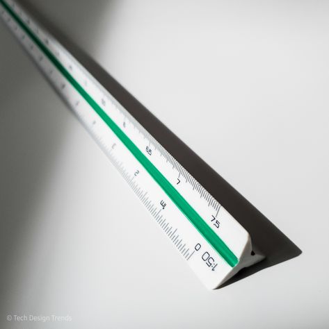 The triangular scale ruler has three sides and six different proportions. Basically, you don't have to waste time figuring out how to measure each increment.  #design #architect #engineering #beautiful #gadget #trends #technology Triangular Scale, Scale Ruler, Design Architect, Office Branding, Waste Time, How To Measure, Tech Design, Helix, Ruler