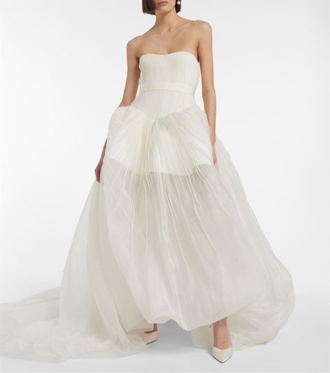 Bridal Emory Silk Organza Gown in White - Danielle Frankel | Mytheresa Danielle Frankel Bridal, Danielle Frankel, Organza Gown, White Bustier, Organza Gowns, Organza Wedding Dress, Ceremony Dresses, Bohemian Wedding Dress, Tulle Gown