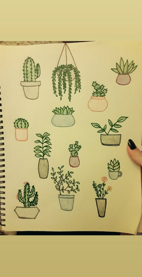 Tiny Plant Drawing, Aesthetic Plant Drawing Ideas, Plants To Draw Easy, Simple Succulent Drawing, Plants Doodle Art, Asthetic Doodles Cute, Easy To Draw Plants, Easy Plant Drawings For Beginners, How To Draw Cute Flowers