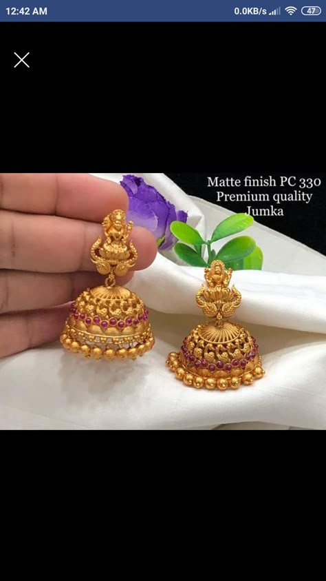 Jimmki Kammal Design Gold, Kammalu Buttalu Gold, Jumka Design Gold, Big Earrings Gold, Temple Earrings, Gold Earrings For Kids, Gold Earrings Indian, Wedding Jewelry Sets Bridal Jewellery, Gold Jhumka Earrings