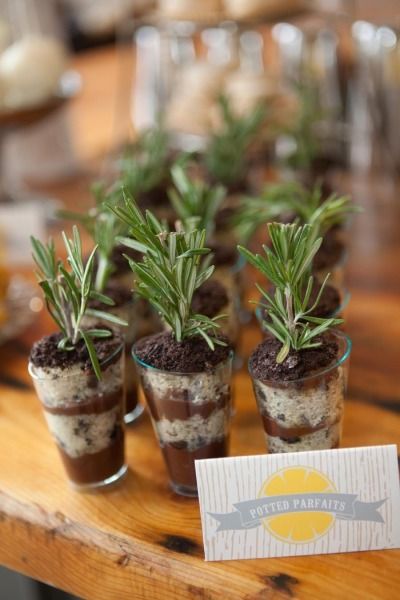 Organic Dinner, Dirt Cups, Parfait Desserts, Dinner Party Menu, Rosemary Sprigs, Wall E, The Vault, Food Decoration, Event Photography