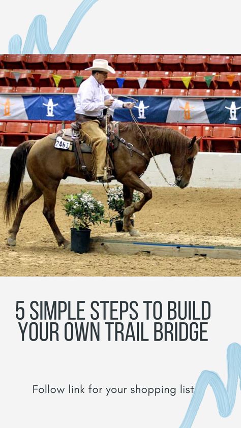 Are you interested in ranch trail? Learn how to build your own trail bridge today! Ranch Trail Obstacles, Ranch Horse Trail Obstacles, Ranch Riding Exercises, Ranch Trail Patterns, Horse Bridge Obstacle Diy, Trail Obstacles For Horses Diy, Working Equitation Obstacles, Trail Mix Bar Wedding, Ranch Versatility