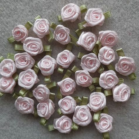 These beautiful roses made with satin ribbon In baby pink, size is 1/2 inches, They are good for hair clip,  or you can sew these roses on to bag, dress, etc If you want other colors, Please take a look at mu color chart. If you need special order please contact with me. These rose ready to ship, I will ship them to you as soon as possible, the delivery will take around 10 days  Thanks for visit my shop! Roses Ribbon, Rose Ribbon, Ribbon Rose, Gift Inspo, Pink Chanel, Satin Roses, Cute Flower Wallpapers, Mini Roses, Fabric Roses