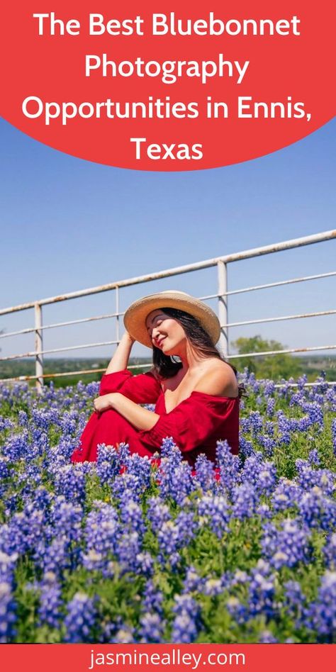 If you're interested in Texas bluebonnet photography, you have to check out the Ennis Bluebonnet Trail! Ennis is the official bluebonnet city of Texas and the perfect place for solo or family photoshoots! With countless gorgeous bluebonnets, these fields of the official state flower of Texas make for the perfect photo backdrop!  So make sure you bring your best outfits and photo gear for this Instagrammable place! Check out my post to learn exactly what you need to know before visiting! Ennis Texas, Texas Weekend Getaways, More Followers On Instagram, Family Photoshoots, Texas Photo, Photo Gear, Instagrammable Places, Texas Travel, Best Outfits