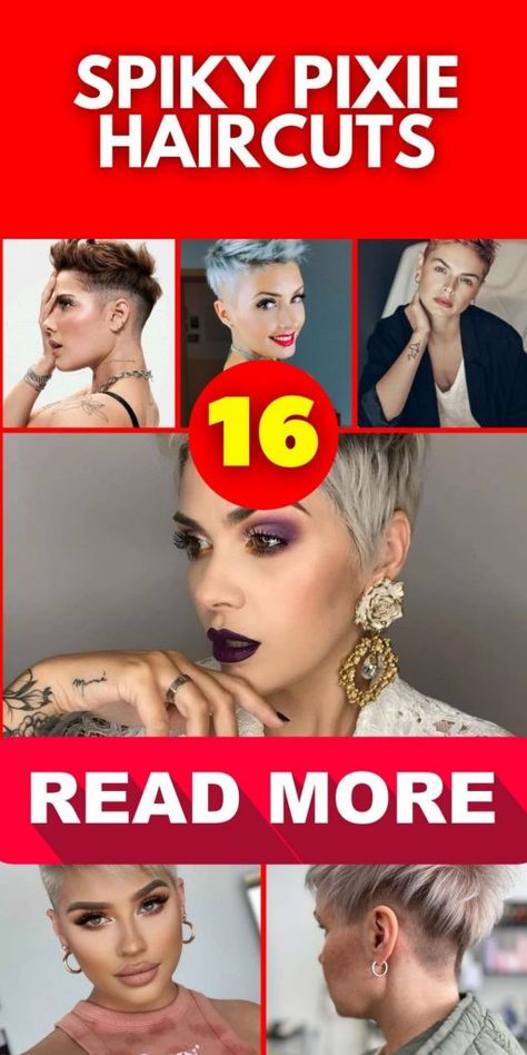 Spiky Pixie Haircuts 16 Ideas: Embrace the Edgy Elegance Spiky Pixie Haircut, Spiky Hairstyles For Women, Punk Pixie Cut, Funky Pixie Cut, Asymmetrical Pixie Haircut, Asymmetrical Pixie Cuts, Different Face Shapes, Short Shaved Hairstyles, Sassy Haircuts