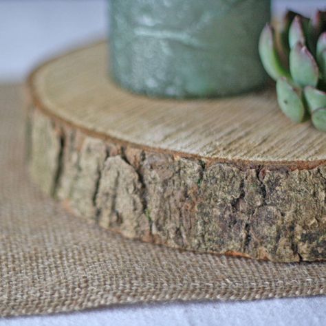 Wooden Tree Slice Wedding Centrepiece Or Cake Stand Log Slice Cake Stand, Wooden Wedding Cake Stand, Woodland Wedding Cake, Rustic Wedding Cake Stand, Wedding Centrepiece, Round Wedding Cakes, Wooden Cake Stands, Tree Slice, Wedding Centrepieces