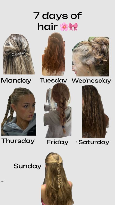 7 days of hairstyles 🫐🍋💫 Preppy Hairstyles, Hair Styels, Hairstyle Examples, Cute Hairstyles For School, Beach Hairstyles For Long Hair, Hairstyles For Layered Hair, Hairdos For Curly Hair, Pinterest Hair, Hair Stylies