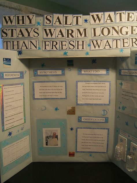 Why salt water stays warm longer than fresh water Middle School Science Fair Projects, High School Science Fair Projects, Science Project Board, High School Science Fair, Kids Science Fair Projects, Easy Science Fair Projects, Science Fair Project Ideas, Fair Project Ideas, Elementary Science Fair Projects