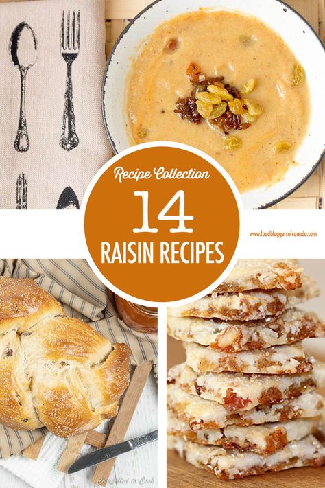 14 Ways to Use Raisins In Your Cooking | Food Bloggers of Canada Raisins - you either love them or you hate them. Especially when it comes to cooking or baking with them. But if you're a raisin lover you'll love this collection of 14 raisin recipes! #raisins #foodbloggersofcanada Gin Soaked Raisins, Oatmeal Raisin Cookies Healthy, Dried Raisins, Cooking Spinach, Raisin Recipes, Cookie Recipes Oatmeal Raisin, Spiced Cauliflower, Cinnamon Raisin Bread, Oatmeal Cookies Chewy