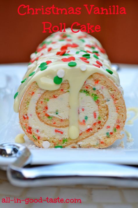 Christmas Vanilla Roll Cake, Vanilla Roll Cake, Vanilla Ice Cream Cake, Ice Cream Cake Roll, Christmas Cake Roll, Christmas Log Cake, Jelly Roll Cake, Countdown Christmas, Swiss Rolls