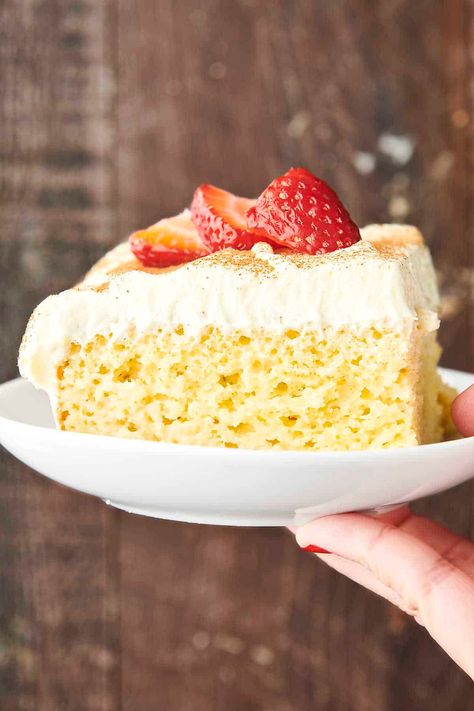 Easy Tres Leches Cake - with Boxed Cake Mix How To Decorate A Tres Leches Cake, Cake Mix Tres Leches Cake Recipe, Easy Tres Leches Cake With Box Cake, Tres Leches Sheet Cake, Tres Leches Cake Recipe With Box Cake, Pumpkin Tres Leches Cake Recipe, Tres Leches Cake Recipe Authentic, Pumpkin Tres Leches Cake, Easy Tres Leches Cake