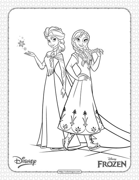 Frozen Elsa and Anna Coloring Pages. High quality free printable pdf coloring, drawing, painting pages and books for adults... Elsa And Anna Coloring Pages, Anna Coloring Pages, Frozen Coloring Sheets, Frozen Drawings, Elsa Coloring, Elsa Coloring Pages, Anna Und Elsa, Frozen Coloring Pages, Disney Princess Colors