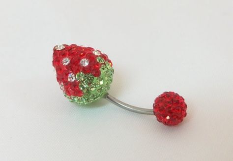 Lower Belly Peircings, Bellybutton Ring, Red Piercing Jewelry, Strawberry Belly Button Piercing, Red Belly Piercing, Red Belly Button Piercing, Belly Ring Aesthetic Y2k, Cheap Red Belly Rings As Gifts, Red Heart Belly Button Piercing