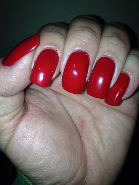 Red acrylic nails Long Red Nails, Dark Red Nails, Red Acrylic Nails, Red Nail, Long Red, Perfect Nails, Red Nails, Natural Nails, Long Nails