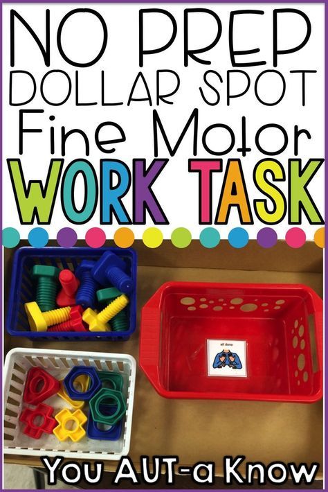 This is a great work task for students working on fine motor skills in the Special Education classroom. Task Boxes Preschool, Independent Work Tasks, Teacch Tasks, Vocational Tasks, Work Bins, Life Skills Classroom, Sped Classroom, Special Education Activities, Teaching Special Education