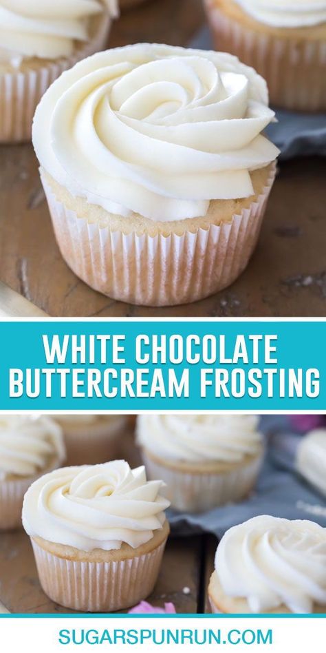 Frosting With White Chocolate Pudding, Cupcake Cake Frosting, White Chocolate Buttercream Frosting Recipe, White Chocolate Icing Recipe Frostings, Buttercream For Chocolate Cake, White Icing For Chocolate Cake, Cupcakes White Frosting, White Frosting Flavors, White Chocolate Cake Filling Recipe